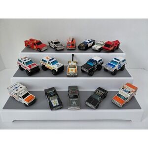 LOT of 16 Variety Die Cast Cars EMS Police Fire Vehicles 70s - 90s